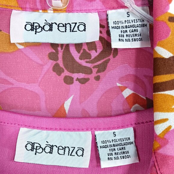 Apparenza- Women's 2 piece Top-SMALL-Tank & Blouse- Light-Floral-Pink-Cream - Picture 12 of 13